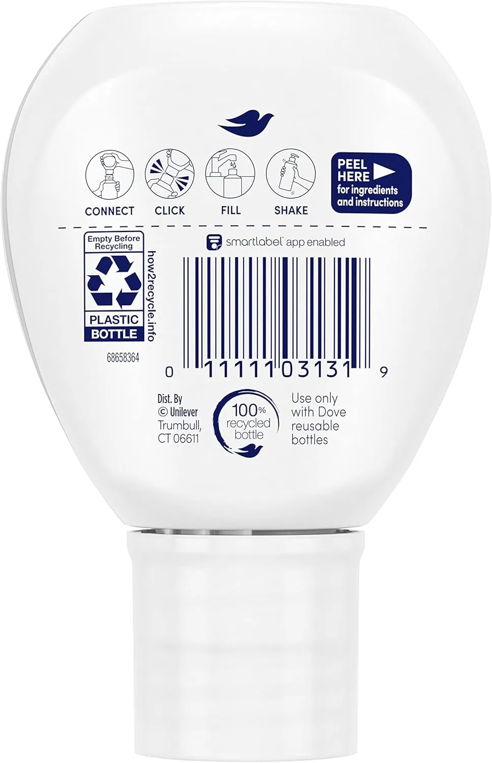 Dove Concentrate Refill 4 Count for Instantly Soft Skin and Lasting Nourishment Daily Moisture Refill for use Reusable Bottle 4 fl oz (makes 16 fl oz of Body Wash)