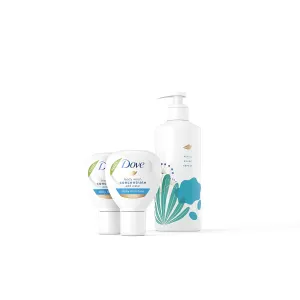 Dove Concentrate Refills (x2) and 100 percent Recycled Reusable Bottle for Instantly Soft Skin Daily Moisture Starter Kit for Lasting Nourishment Body Care 4 fl oz (makes 16 fl oz)
