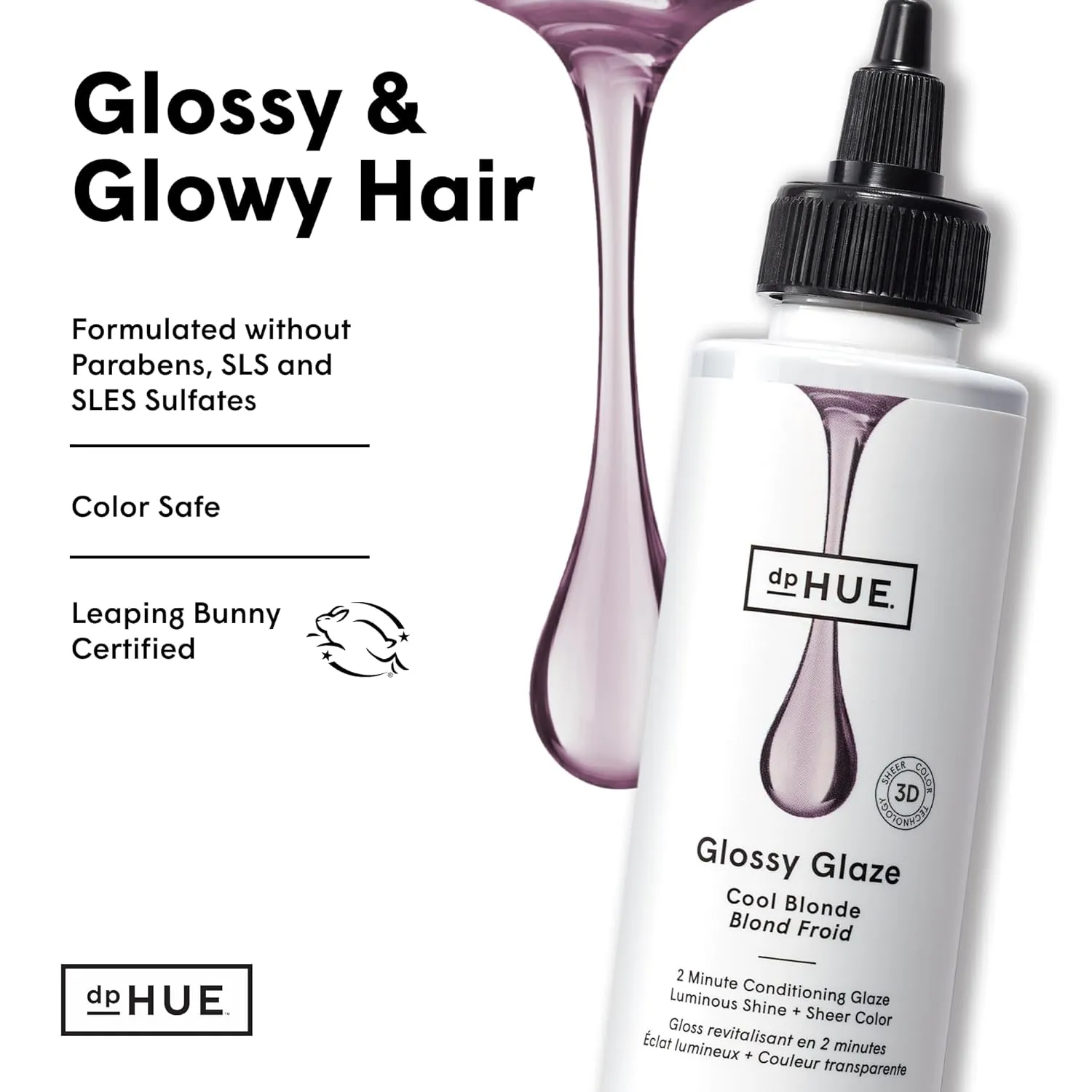dpHUE Glossy Glaze, Cool Blonde - 4 fl oz - In-Shower Conditioning Glaze for Luminous Shine & Sheer Color - Paraben, SLS & SLES Sulfate Free - Leaping Bunny Certified