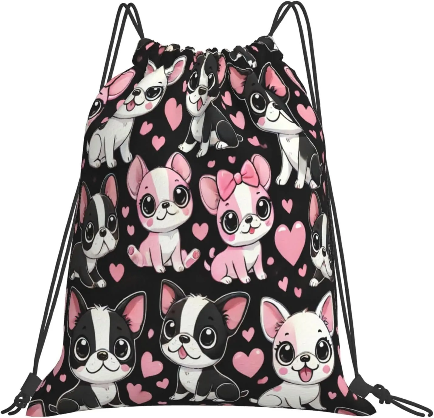 Drawstring Travel Backpack Puppy Boston Terrier Dog Sports Gym Bag For Swimming,Beach