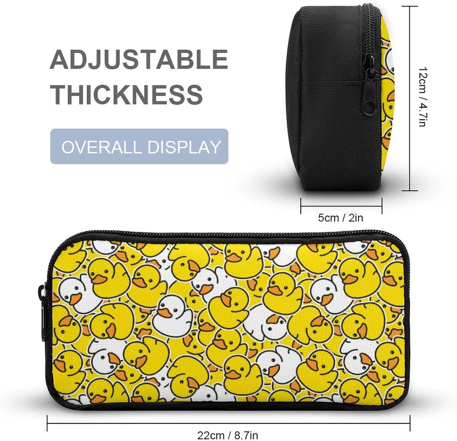 Duck Backpack with Lunch Box & Pencil Case, 16 Inch Cute Duck Themed Bookbag, Adjustable Lightweight Large Capacity, Colorful Duck Backpack Set for Kids Girls Boys School