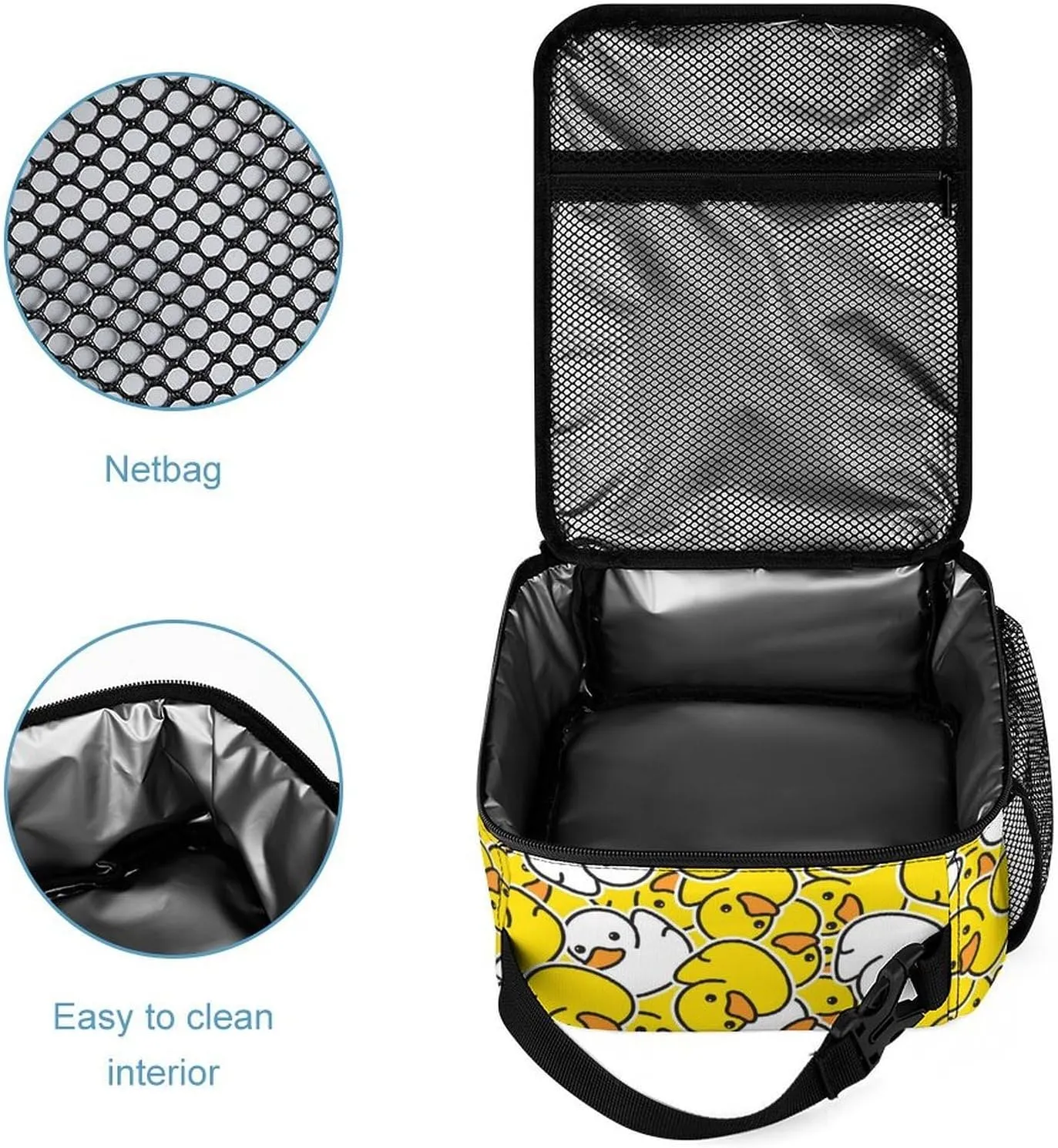 Duck Backpack with Lunch Box & Pencil Case, 16 Inch Cute Duck Themed Bookbag, Adjustable Lightweight Large Capacity, Colorful Duck Backpack Set for Kids Girls Boys School