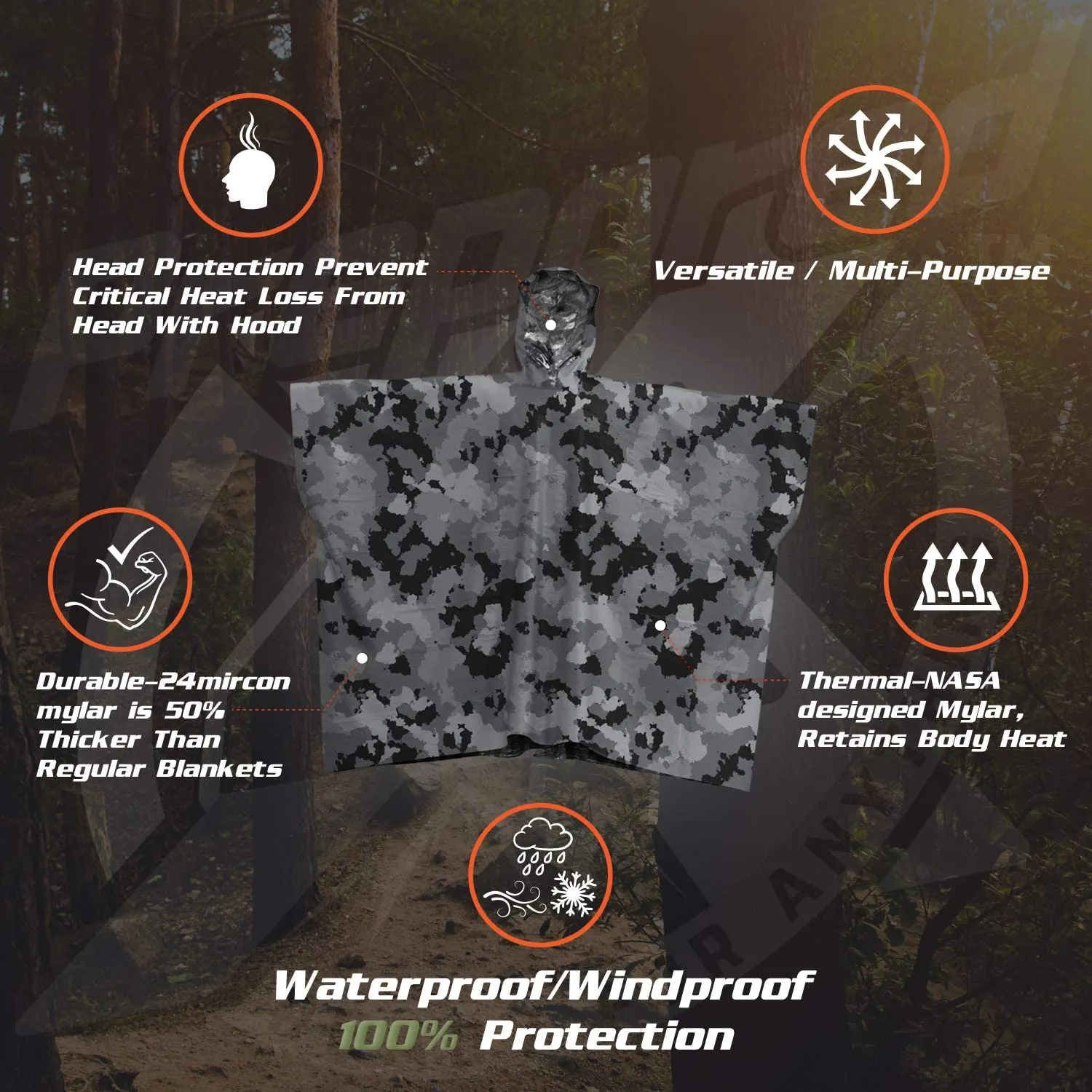 Durable Emergency Rain Poncho