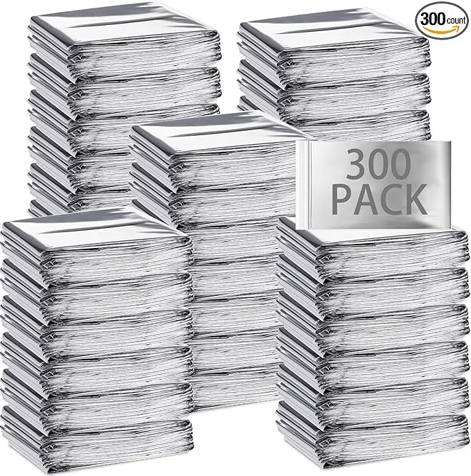 Emergency Blanket Bulk Mylar Survival Thermal Blankets Pack Silver Foil Reflective Blankets for Cold Outdoors Camping Hiking First Aid Shelter Space Emergency Supplies Blanket Set