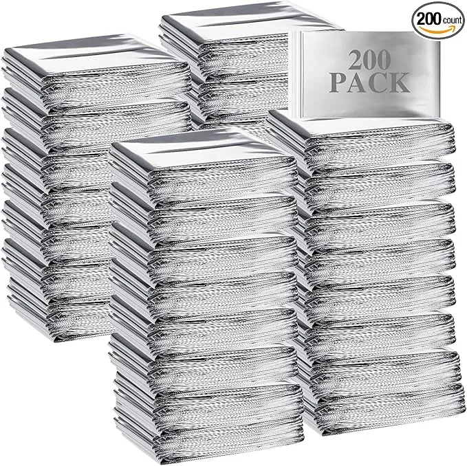 Emergency Blanket Bulk Mylar Survival Thermal Blankets Pack Silver Foil Reflective Blankets for Cold Outdoors Camping Hiking First Aid Shelter Space Emergency Supplies Blanket Set