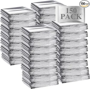 Emergency Blanket Bulk Mylar Survival Thermal Blankets Pack Silver Foil Reflective Blankets for Cold Outdoors Camping Hiking First Aid Shelter Space Emergency Supplies Blanket Set