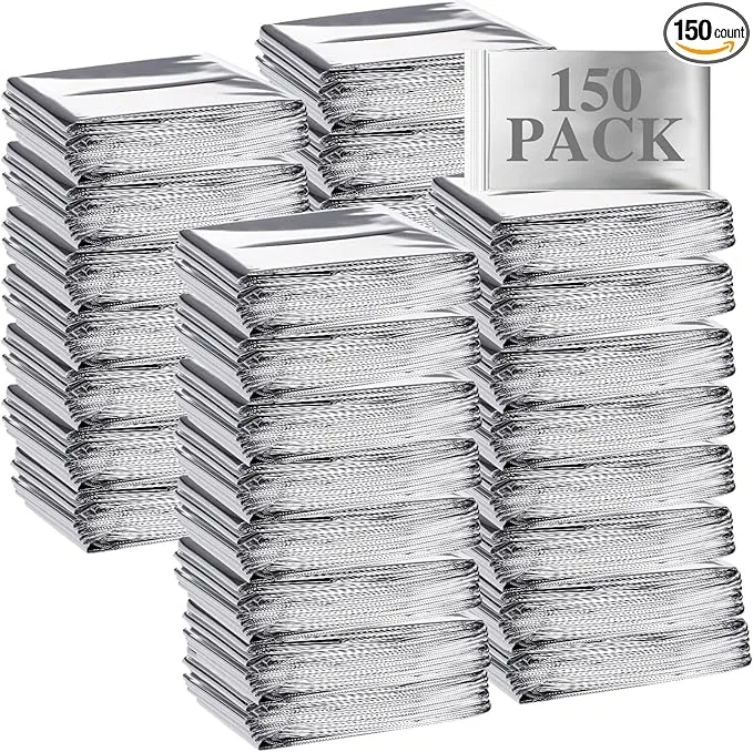 Emergency Blanket Bulk Mylar Survival Thermal Blankets Pack Silver Foil Reflective Blankets for Cold Outdoors Camping Hiking First Aid Shelter Space Emergency Supplies Blanket Set