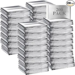 Emergency Blanket Bulk Mylar Survival Thermal Blankets Pack Silver Foil Reflective Blankets for Cold Outdoors Camping Hiking First Aid Shelter Space Emergency Supplies Blanket Set