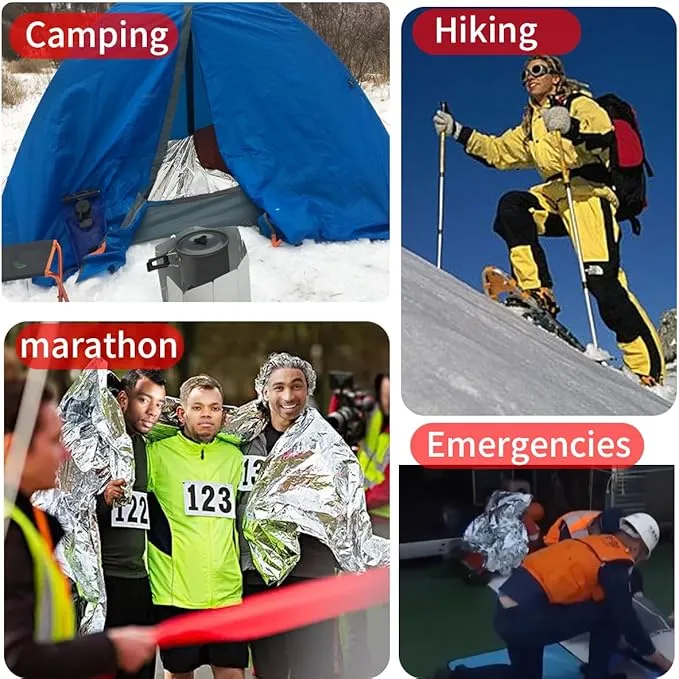 Emergency Blankets for Foil Blanket x6 Pack, Mylar Blankets, Space Blanket,Thermal Blankets Emergency Supplies Car Aluminum Blanket Camping Shelter for Survival Kits