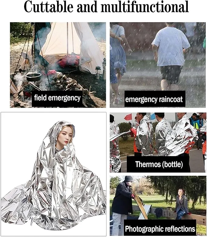 Emergency Blankets for Foil Blanket x6 Pack, Mylar Blankets, Space Blanket,Thermal Blankets Emergency Supplies Car Aluminum Blanket Camping Shelter for Survival Kits
