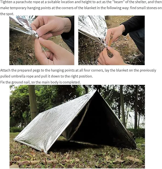 Emergency Blankets for Foil Blanket x6 Pack, Mylar Blankets, Space Blanket,Thermal Blankets Emergency Supplies Car Aluminum Blanket Camping Shelter for Survival Kits