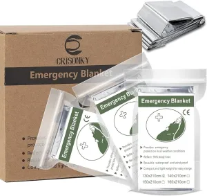 Emergency Mylar Thermal Blankets, Designed for Outdoors, Survival Reflective Thermal First Aid Foil Blanket(12-Packs)