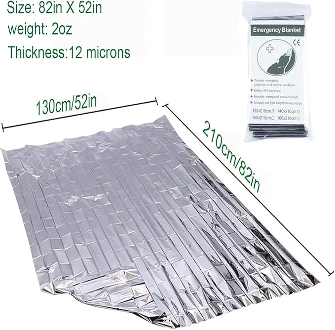 Emergency Mylar Thermal Blankets, Designed for Outdoors, Survival Reflective Thermal First Aid Foil Blanket