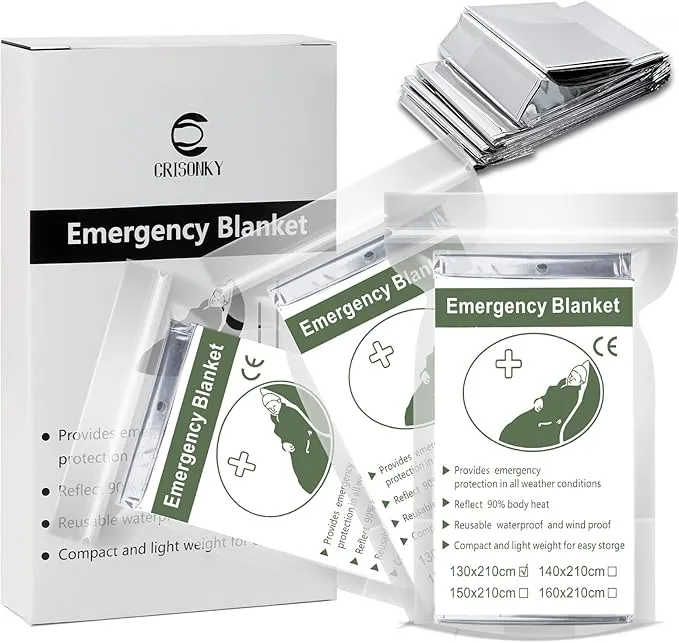 Emergency Mylar Thermal Blankets, Designed for Outdoors, Survival Reflective Thermal First Aid Foil Blanket