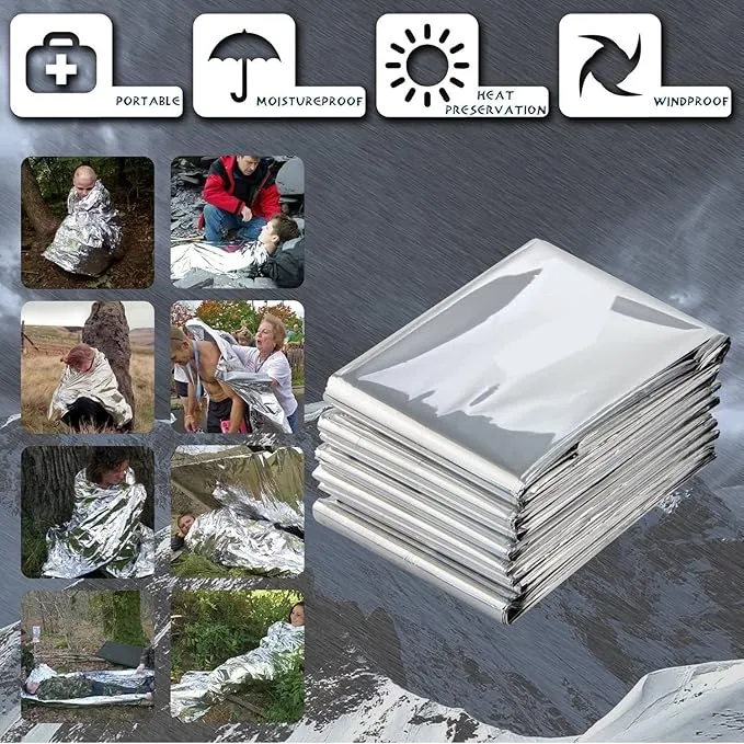 Emergency Mylar Thermal Blankets, Designed for Outdoors, Survival Reflective Thermal First Aid Foil Blanket