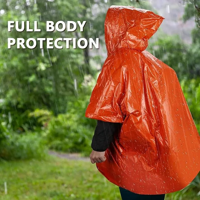 Emergency Rain Poncho - Portable Camping Emergency Blankets, Survival Blankets, Reusable Weather Resistant Raincoat