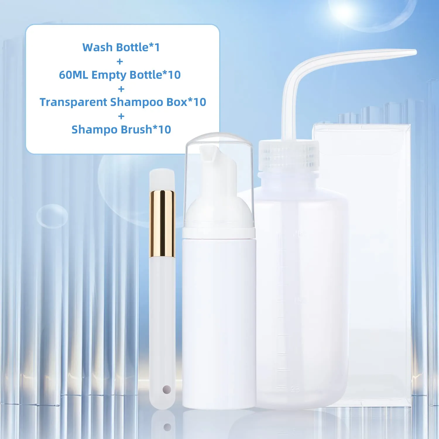 Eyelash Cleaner Concentrate Set Rose 100ml Eyelash Extension Shampoo Natural Foaming Cleanser 60ml Bottled Cleansing Brush Paraben and Sulfate Free Lashes & Salon Home Care Eyelash Shampoo