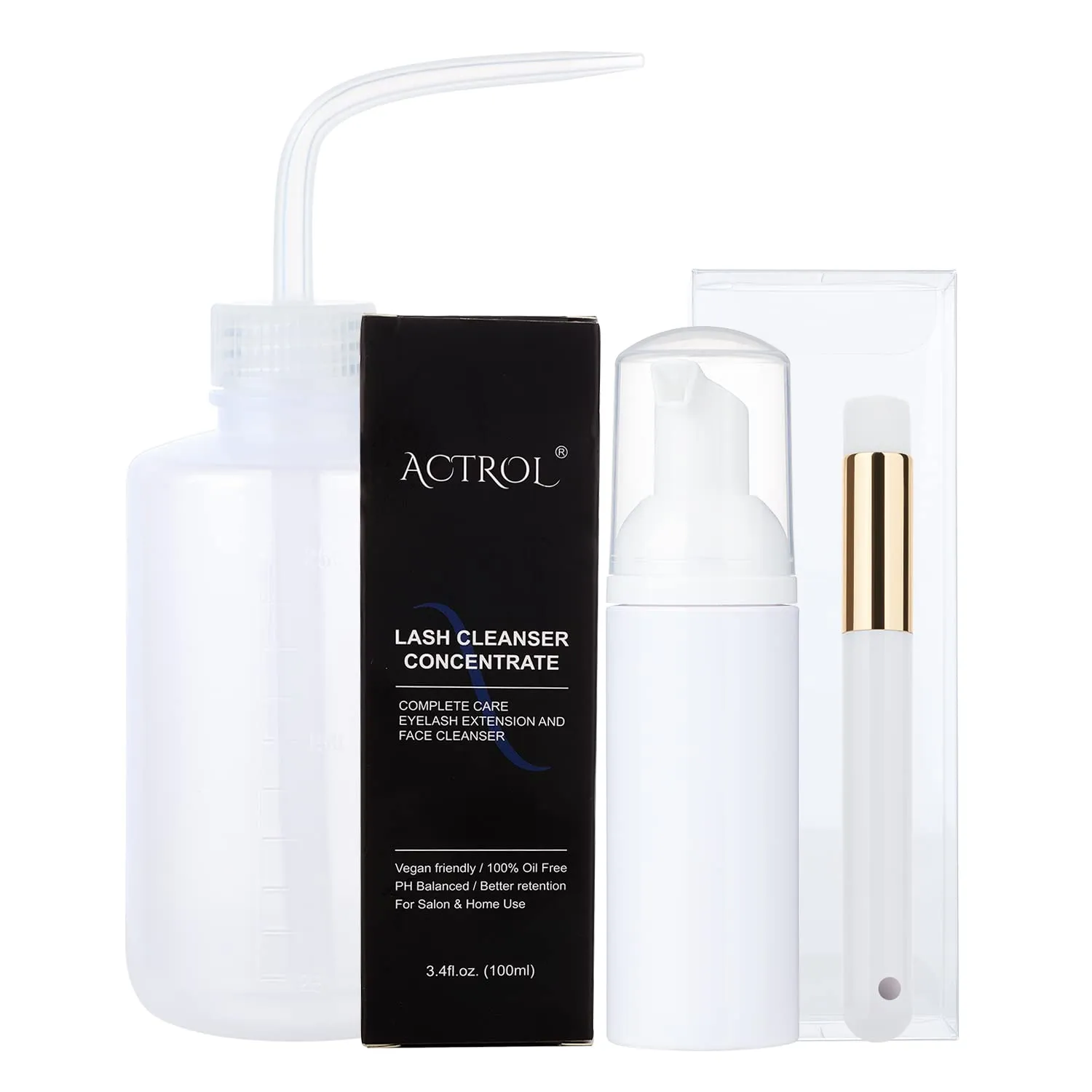 Eyelash Cleaner Concentrate Set Rose 100ml Eyelash Extension Shampoo Natural Foaming Cleanser 60ml Bottled Cleansing Brush Paraben and Sulfate Free Lashes & Salon Home Care Eyelash Shampoo