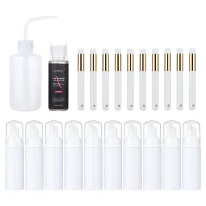 Eyelash Cleaner Concentrate Set Rose 100ml Eyelash Extension Shampoo Natural Foaming Cleanser 60ml Bottled Cleansing Brush Paraben and Sulfate Free Lashes & Salon Home Care Eyelash Shampoo