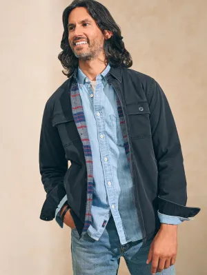 FAHERTY STRETCH BLANKET LINED CPO IN WASHED BLACK