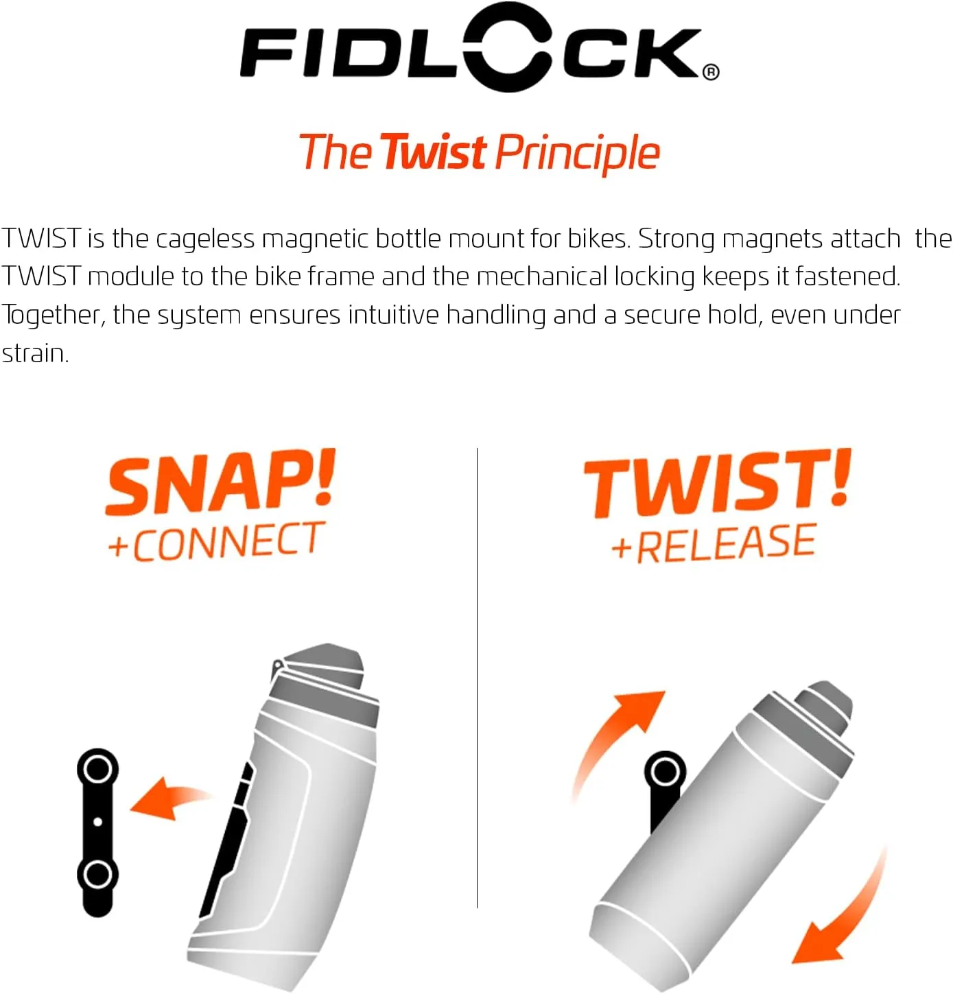 FIDLOCK Twist Replacement Bottle 800ml/27oz | Includes Twist Bottle Only (Twist Base Not Included) | Black
