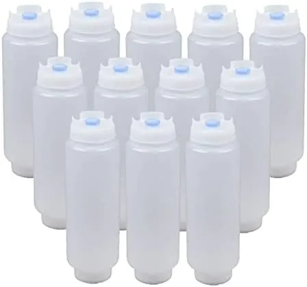 FIFO Squeeze Bottle Refillable 16 oz Blue Tip (12 Pack)