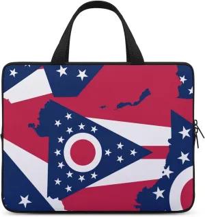 Flag Map of Ohio Cute Laptop Sleeve Case Lightweight Computer Carrying Bag 10 Inch/12 Inch/ 13 Inch/15 Inch/17 Inch