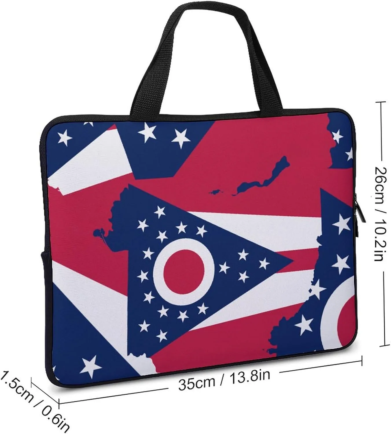 Flag Map of Ohio Cute Laptop Sleeve Case Lightweight Computer Carrying Bag 10 Inch/12 Inch/ 13 Inch/15 Inch/17 Inch