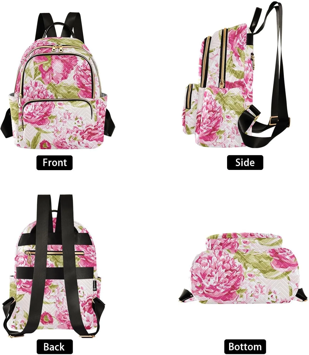 Flower Print Travel Backpack for Women Quilted Bookbag Cute Casual Bag Backpack Lightweight Fashionable Women's Backpack (Small Pattren 3)