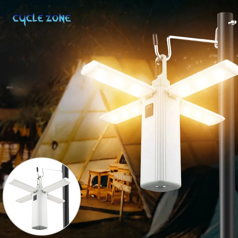 Foldable Camping Light USB Rechargeable Portable Tent Lamp Travel Lantern Outdoor Emergency Lighting LED Camping Lamp Flashlight
