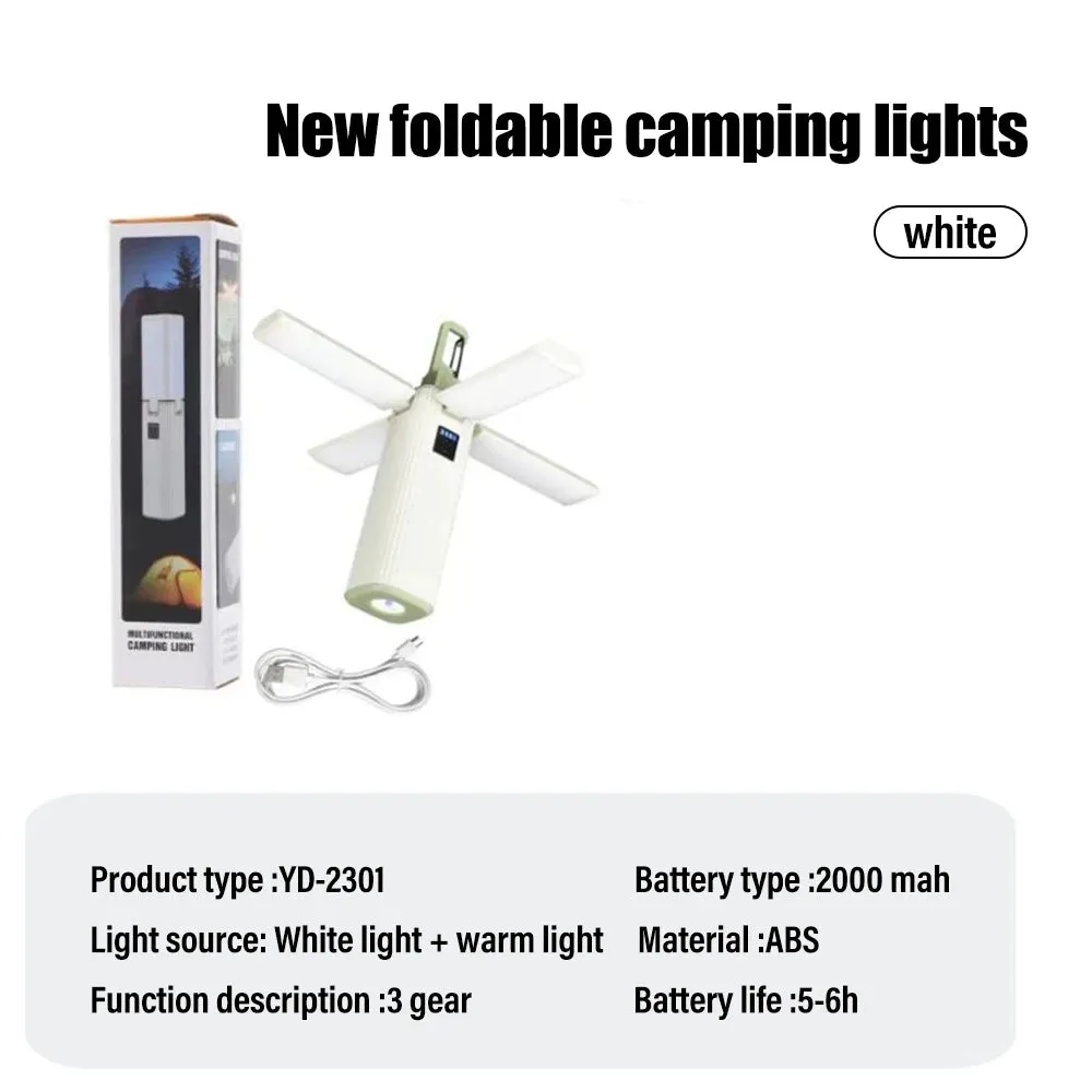 Foldable Camping Light USB Rechargeable Portable Tent Lamp Travel Lantern Outdoor Emergency Lighting LED Camping Lamp Flashlight
