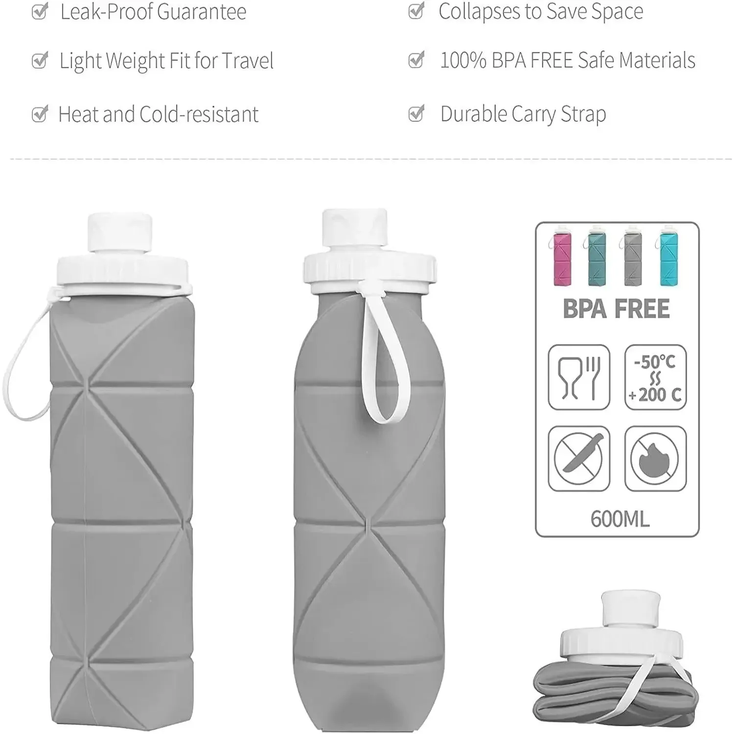 Foldable Silicone Hydration Water Bottle