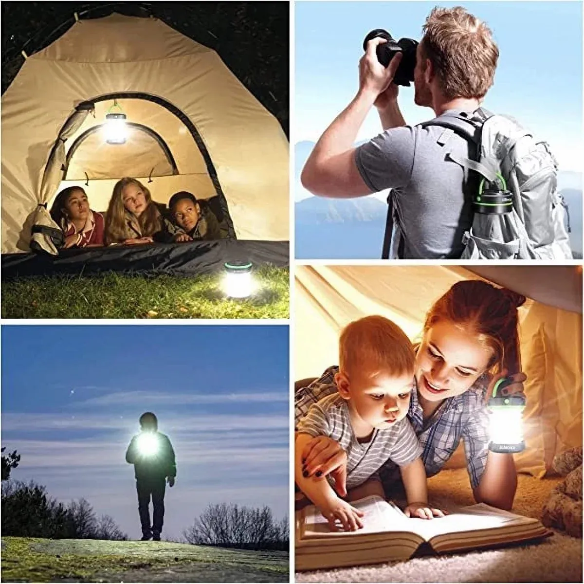 Foldable Solar LED Camping Lantern - Waterproof, Rechargeable Power Bank, Portable Flashlight