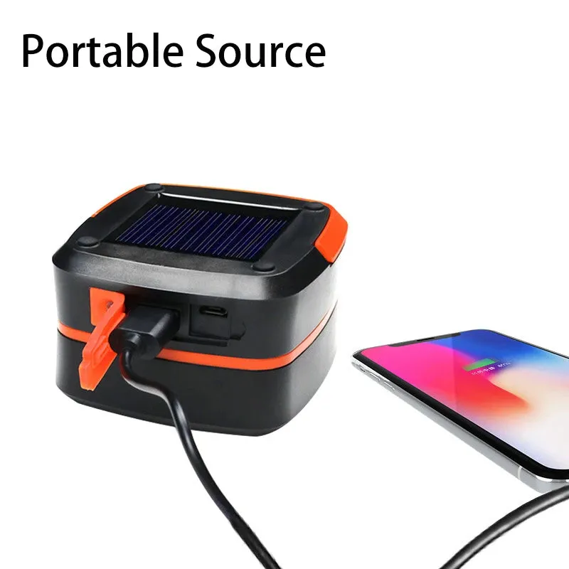 Foldable Solar LED Camping Lantern - Waterproof, Rechargeable Power Bank, Portable Flashlight