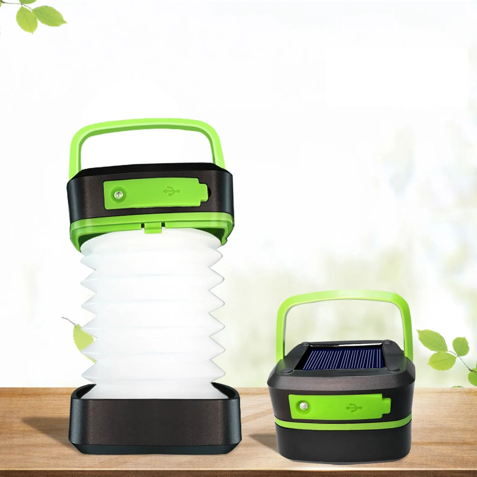 Foldable Solar LED Camping Lantern - Waterproof, Rechargeable Power Bank, Portable Flashlight