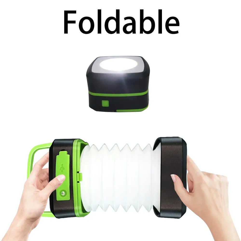Foldable Solar LED Camping Lantern - Waterproof, Rechargeable Power Bank, Portable Flashlight