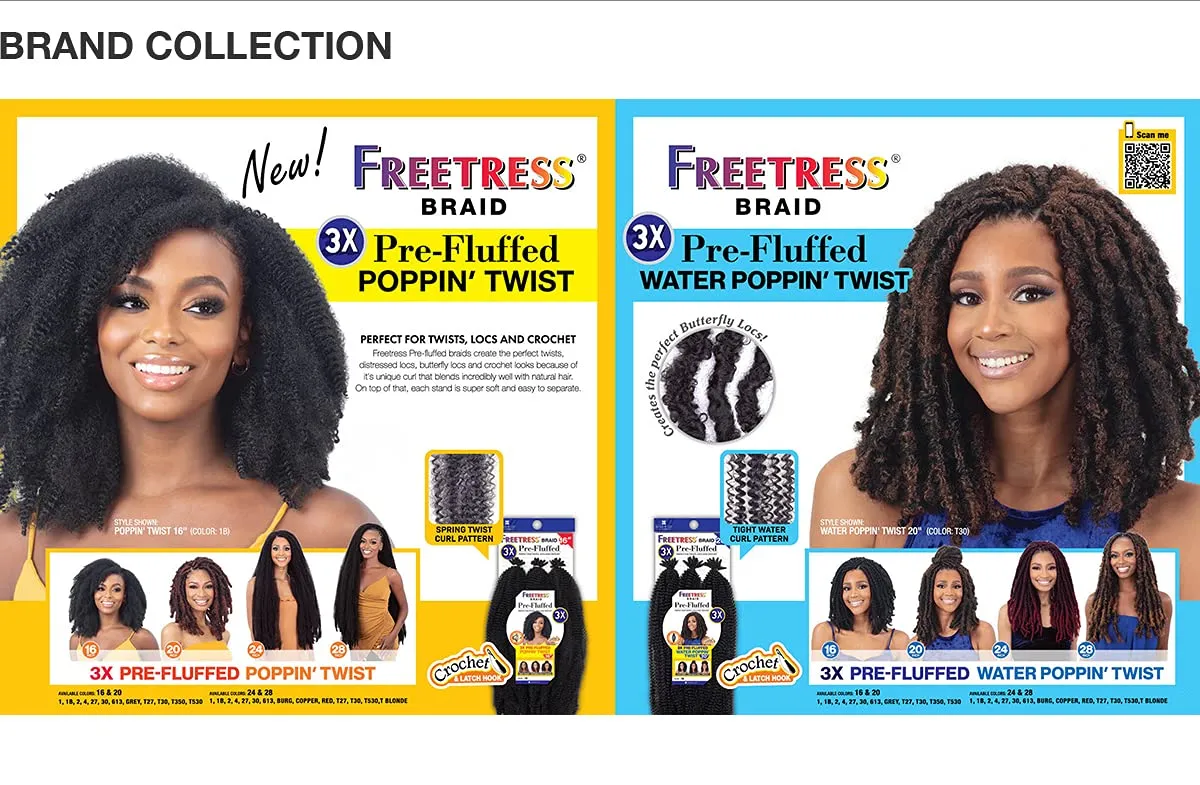 FreeTress Crochet Braids 3X Pre-Fluffed Poppin Twist 24" (1-pack, 30)