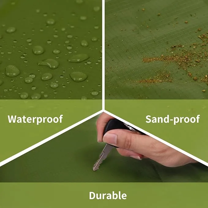 Frelaxy Pocket Picnic Blanket, Waterproof Beach Blanket, Compact Camping Blanket, Lightweight Outdoor Blanket for Beach Festival Camp Picnic Hiking Travel (Army Green, 57'' x 71'')