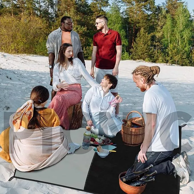 Frelaxy Pocket Picnic Blanket, Waterproof Beach Blanket, Compact Camping Blanket, Lightweight Outdoor Blanket for Beach Festival Camp Picnic Hiking Travel (Grey, 57'' x 71'')