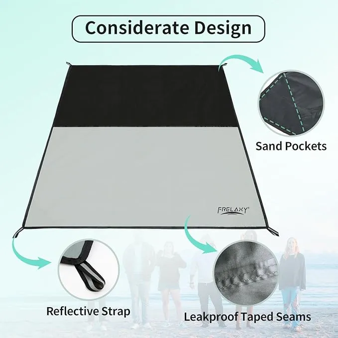 Frelaxy Pocket Picnic Blanket, Waterproof Beach Blanket, Compact Camping Blanket, Lightweight Outdoor Blanket for Beach Festival Camp Picnic Hiking Travel