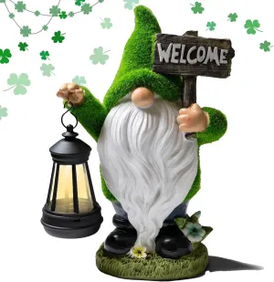 Garden Gnomes Outdoor with LED Solar Light - 11’’Spring Gnomes Decorations for Home/Yard/Patio with Lantern - Solar Garden Statues - Housewarming/Anniversaries/Birthday Gifts