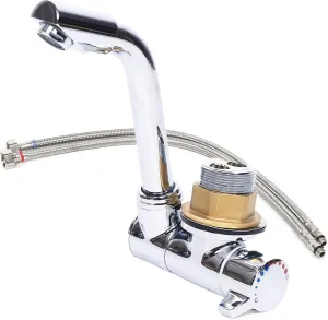 Gas Camping Stove Boat Caravan RV Camper LPG Gas Stove Hot Cold Water Faucet Tap 360 Degree Rotating Folding (GR-S001A, 1 Faucet)