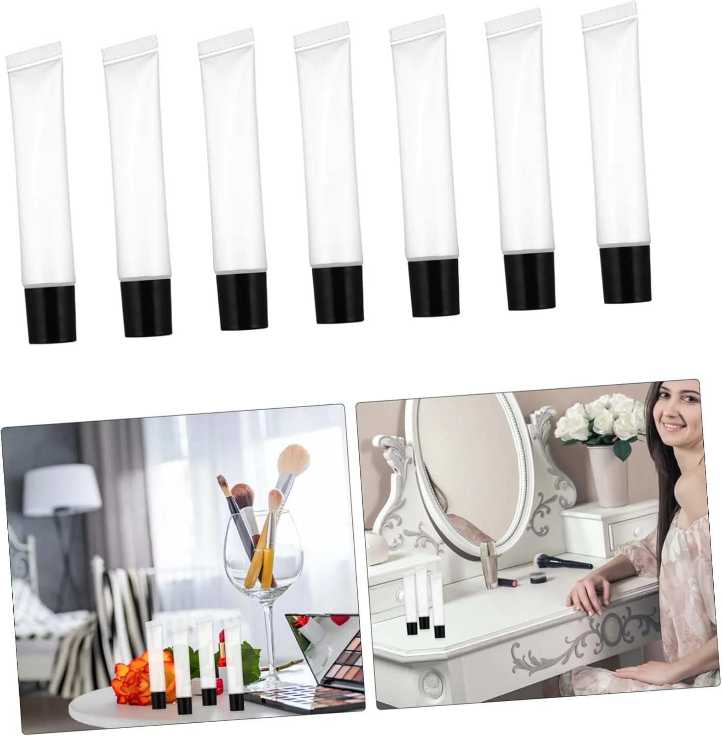 Gatuida 50pcs Lip Gloss Lip Glaze Tube Moisturizing Toiletry Container Women Homemade Clear Lip Gloss Empty Lip Gloss Tube Tint Lasting Squeeze Lip Gloss Tubes Empty Makeup Plastic Black