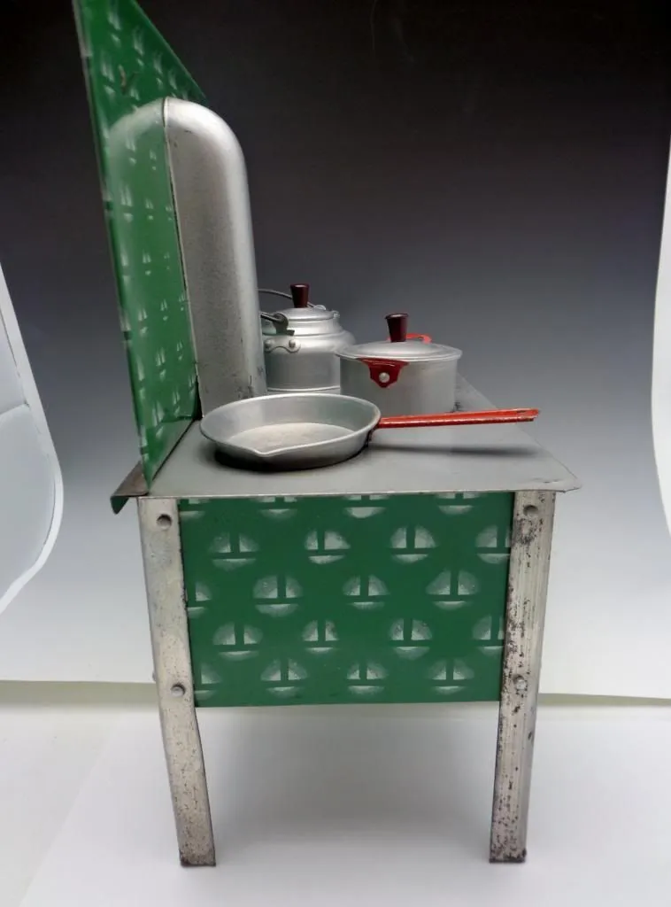 German Antique Toy Green Enamel Stove