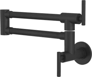 GIMILI Pot Filler Faucet Matte Black Wall Mount Folding Over Stove Stretchable Double Joint Swing Arm Kitchen Faucet