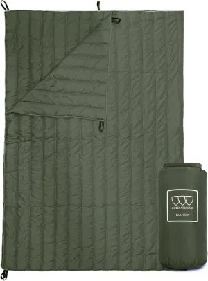 Gold Armour Camping Blanket - Puffy, Packable, Lightweight & Compact Insulated Camping Quilt for Outdoor - Backpacking, Beach, Stadium, Camp, Travel and Hiking Gear Essentials (Olive Green)