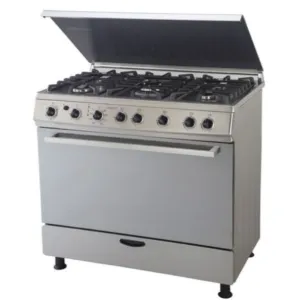 Goldair Freestanding 5 Burner Gas Cooker Stove with Electric Oven and Lid Stainless Steel GGEO-760S