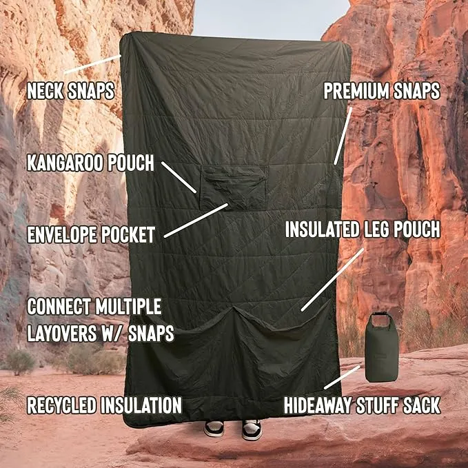 Gravel Layover Ultra-Compact Packable Down Blanket for Travel & Camping - Lightweight, Warm Travel Blanket Airplane, Car Blanket, Camping Blankets for Cold Weather - Includes Carrying Pouch (Spruce)