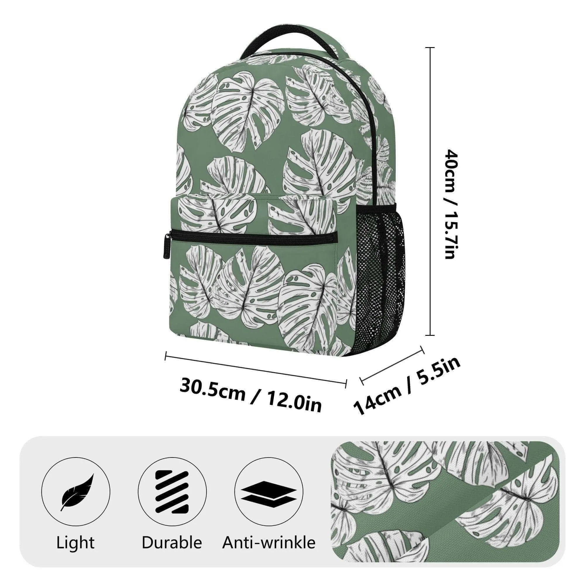 Green Monstera Leaves Backpack