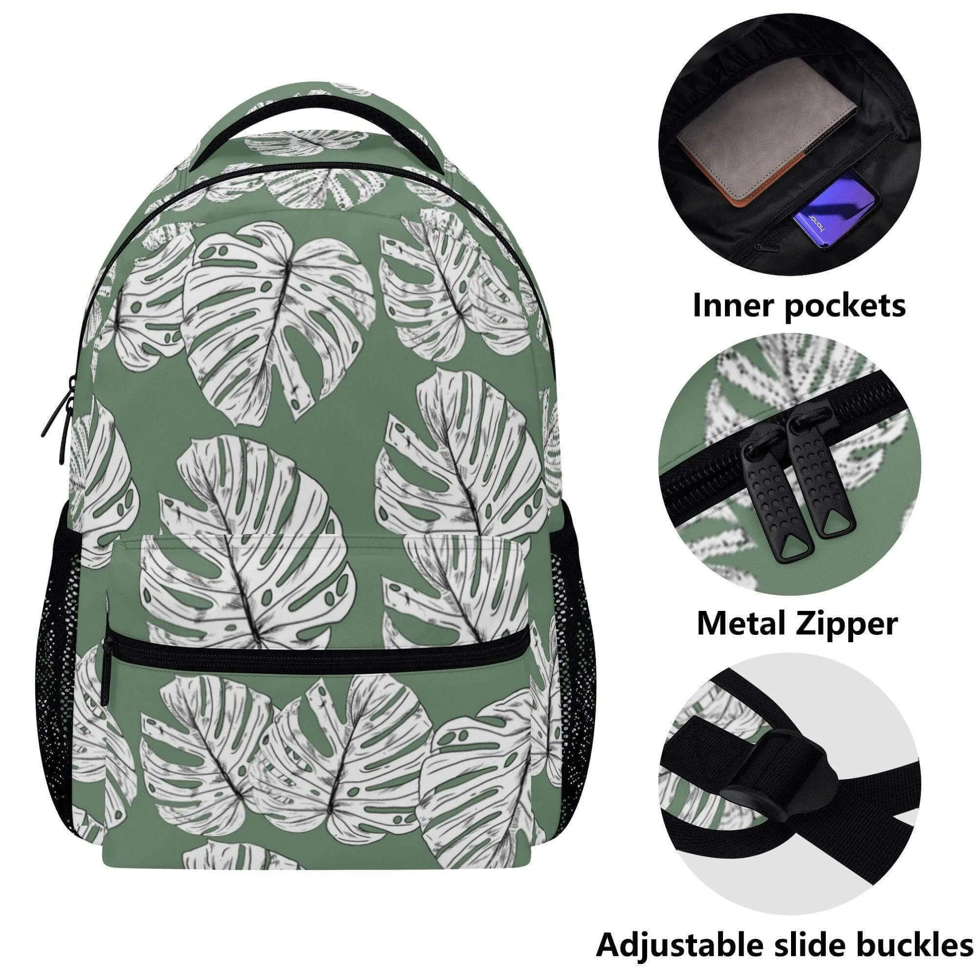 Green Monstera Leaves Backpack